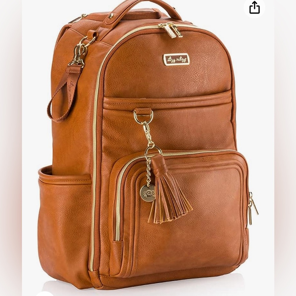 NWOT Itzy Ritzy Diaper Bag - Boss Plus Backpack in Cognac